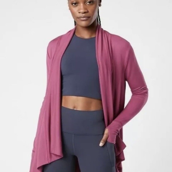 Athleta Sweaters - ATHLETA Pranayama Wrap Top, Vintage Plum Pink, sz Small